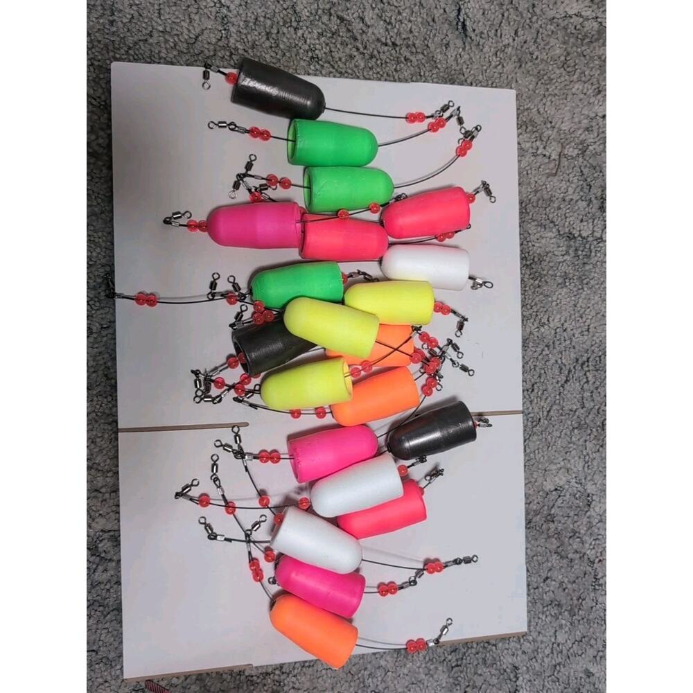 RoundFunny 21 Pcs Saltwater Popping Cork Fishing Bobber for Night Fishing Floats